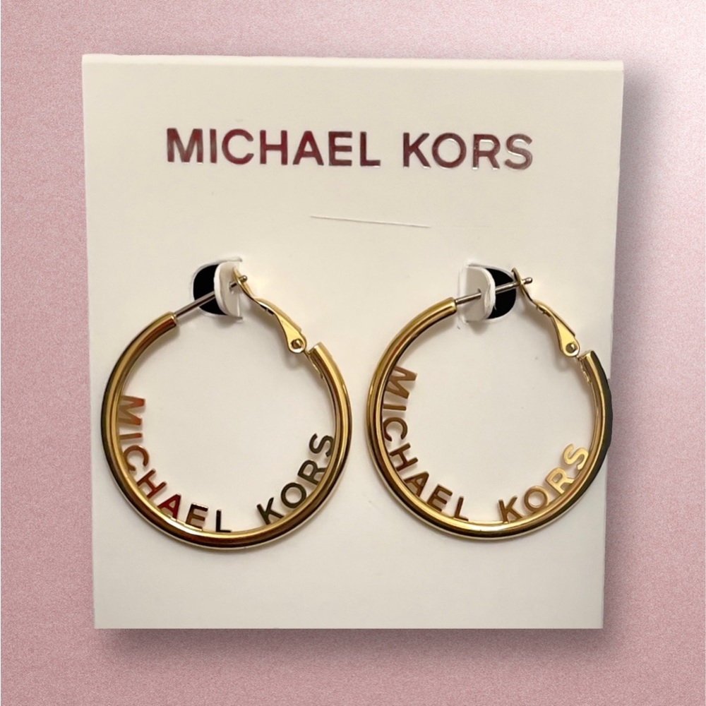 Michael Kors Gold Tone Stainless Steel Small Hoop Earrings